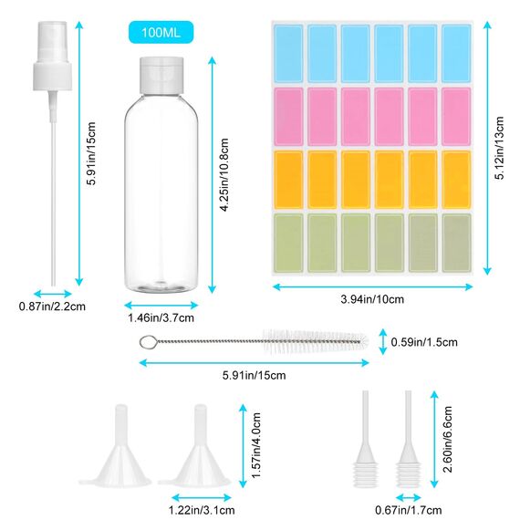flintronic 100ml Leere Reiseflaschen Set, Reiseflaschen zum Befüllen mit Kleinem Trichter, Plastikflaschen Leer Flug Flasche Set, Reiseset Kosmetik Leer für Flugreisen Shampoo Geschäftsreise Lotion