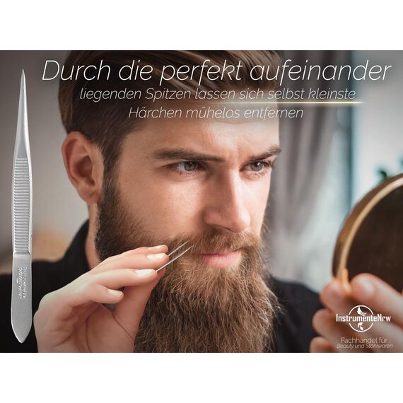 Solinger Zupfpinzette Pinzette aus Rostfreiem Edelstahl Made in Germany Haarzupfpinzette Augenbrauenpinzette zur Gesichtspflege Beauty Pinzette zur Haarentfernung für Damen und Herren (Spitz)