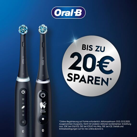 Oral-B iO Series 6 Plus Edition Elektrische Zahnbürste/Electric Toothbrush, Inkl. 3 Aufsteckbürsten, 5 Putzmodi für Zahnpflege, Reise-Etui, Designed by Braun, Schwarz