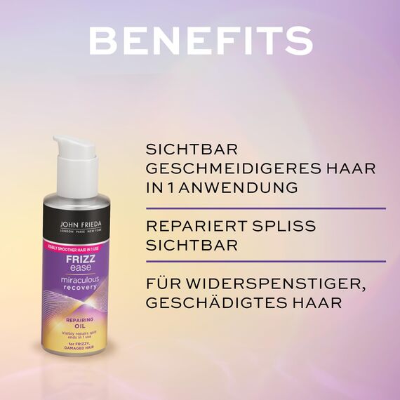 John Frieda Frizz Ease Haaröl - Wunder Reparatur Serie - Inhalt: 100 ml - Anti-Frizz Effekt - Haartyp: widerspenstig, frizzy, geschädigt, strapaziert