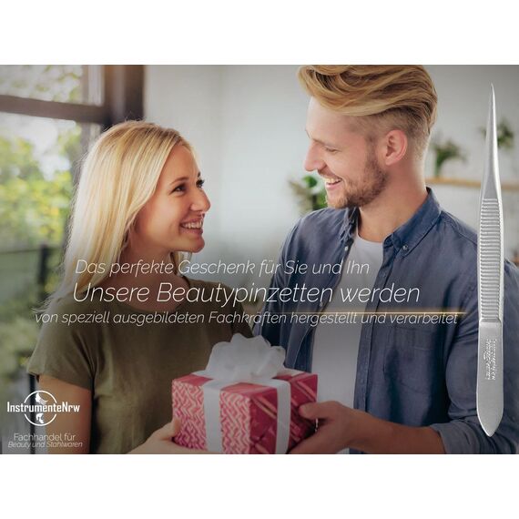 Solinger Zupfpinzette Pinzette aus Rostfreiem Edelstahl Made in Germany Haarzupfpinzette Augenbrauenpinzette zur Gesichtspflege Beauty Pinzette zur Haarentfernung für Damen und Herren (Spitz)