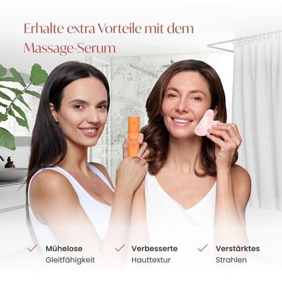 PLANTIFIQUE Rosenquarz Gua Sha Stein - Guasha Gesichtsmassage für Augenschwellungen, Hautstraffung, Lymphdrainage Gesicht - Face Massager