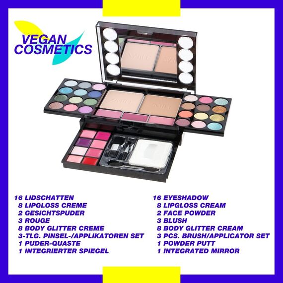 ZMILE COSMETICS Diamonds Beauty Box vegane Kosmetik mit Spiegel - Kleines Make Up Set für Unterwegs, zum Reisen und Verschenken