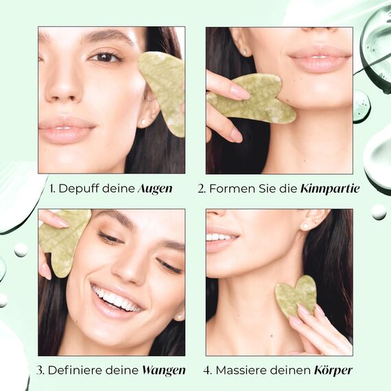 PLANTIFIQUE Jade Gua Sha Stein für Gesichtsmassage - Guasha aus Natürlicher Jade Stein - Gesichtsstein- Massagesteine für die Lymphdrainage des Gesicht, Face Massager