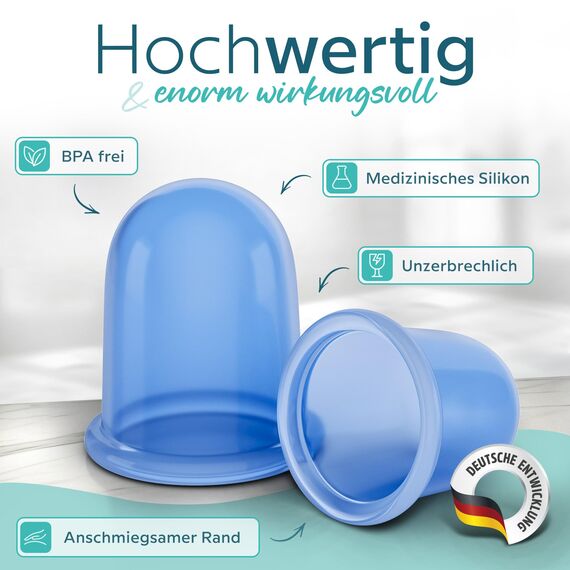 KURGLAS [Das Original] Schröpfgläser Silikon [2 Stück] - Effektive Schröpfen Silikon mit Faszienschaber - Dermatest: Sehr Gut - Schröpfglas - Schröpfset mit e-Book - Gegen Verspannungen & Cellulite