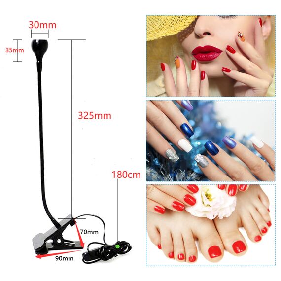 UV Lampe für Gelnägel, Schreibtischleuchte Flexible Schwanenhals-Led Lampe Nägel, Mini Tragbare Nagellampe mit Sicherungsclip, Drehbarer 3W 395NM Nageltrockner zum Aushärten von Nagelkleber (Weiß)