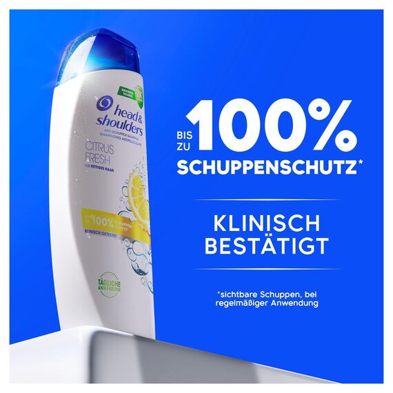 Head & Shoulders Citrus Fresh Anti-Schuppen-Shampoo Für Fettiges Haar 500ml Zur Täglichen Anwendung. Bis Zu 100% Schuppenschutz, Klinisch Getestet. Sauberes Frischegefühl Mit Zitrusduft