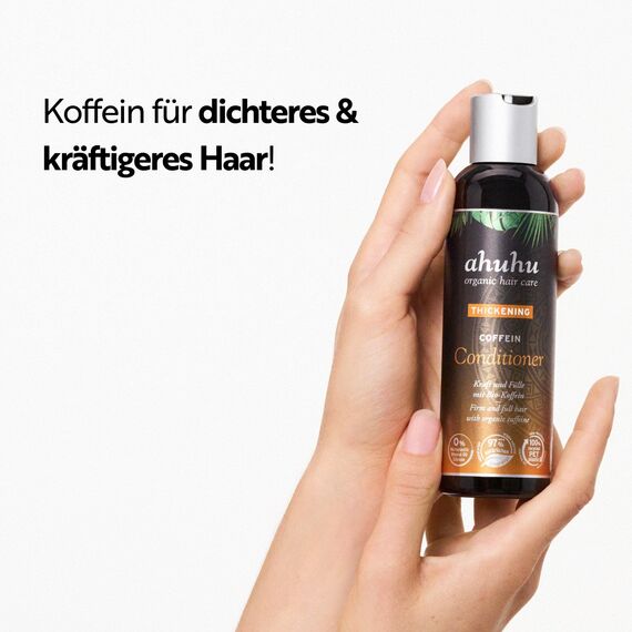 ahuhu THICKENING Coffein Conditioner (200ml) – Haarspülung mit Bio-Koffein & Reisstärke, Stärkt die Haarstruktur & verleiht Fülle, Für feines & kraftloses Haar, Pflegt ohne zu beschweren, Vegan