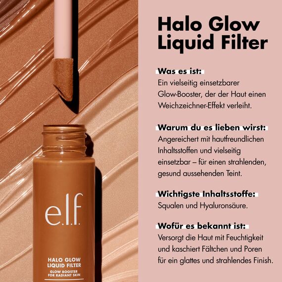 e.l.f. Halo Glow Liquid Filter, Teint-Booster für einen strahlenden, weich fokussierten Blick, mit Hyaluronsäure, vegan und frei von Tierversuchen, 3 Light/Medium