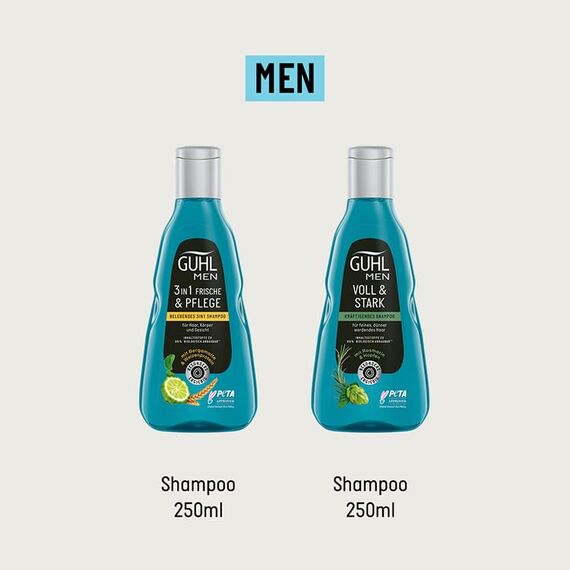 Guhl Men Voll & Stark Shampoo - Inhalt: 250 ml - Haartyp: dünn, fein, normal, blue
