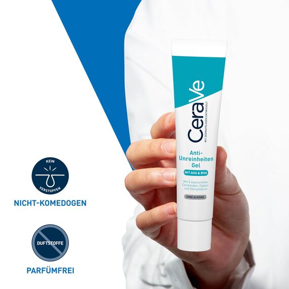 CeraVe Anti-Unreinheiten Gel für das Gesicht, Peelingeffekt gegen unreine und zu Akne neigender Haut, Mit Salicylsäure, Glykolsäure und 3 essenziellen Ceramiden, 40 ml