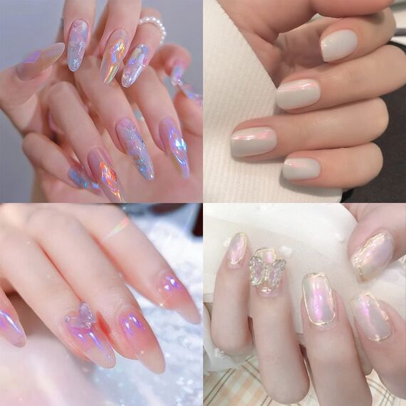 Allstarry Chrome Nail Powder, 4 Farben Pigment Für Nägel Iridescent Aurora Cromepulver Nägel Nails Metallischer Spiegel Effekt Glitzerpuder für Nail Charms Nail Art Nageldesign - Meerjungfrauen