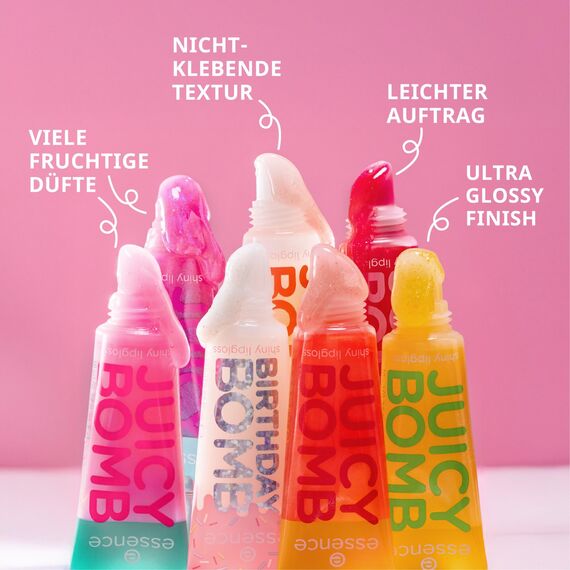 essence JUICY BOMB shiny lipgloss, Nr. 104, Rot, glänzend, strahlend frisch, schimmernd, vegan, ohne Alkohol, ohne Parabene, ohne Mikroplastikpartikel, 1er Pack (10ml)