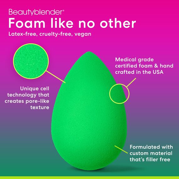 BeautyBlender Bio Pure Ei Latexfrei Schwämmchen makellos für flüssige Grundierung Creme Puder, 1 stück
