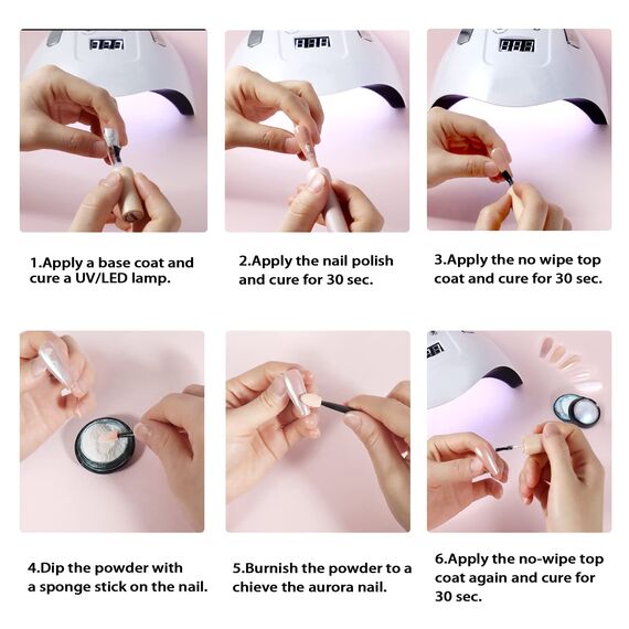 Allstarry Chrome Nail Powder, 4 Farben Pigment Für Nägel Iridescent Aurora Cromepulver Nägel Nails Metallischer Spiegel Effekt Glitzerpuder für Nail Charms Nail Art Nageldesign - Meerjungfrauen