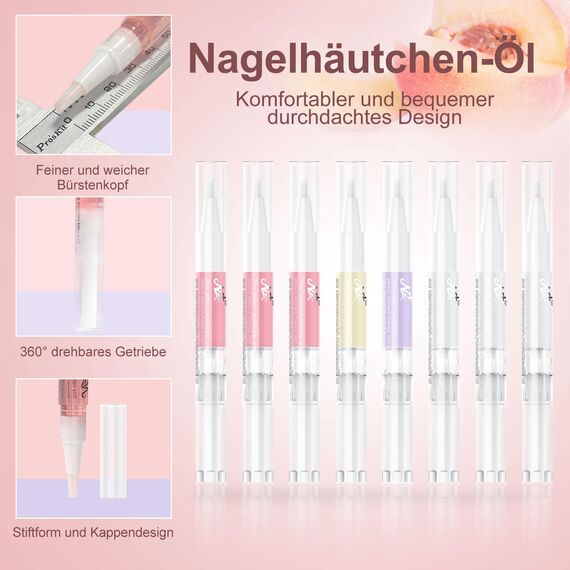 Nagelöl Stift, AISEELY Cuticle Oil Nagelhautöl für Nägel, 8 Stück Nagelpflegestift Nagelhaut-Öl-Stift mit Vitaminen, Nagelpflege Nagellack, für die Reparatur von Rissigen und Trockenen Nägeln