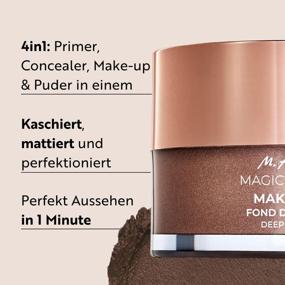 M. Asam MAGIC FINISH Make-up Mousse Deep Teint (30ml) – 4-in-1 : Primer, Puder, Concealer & Makeup, kaschiert Augenringe, Rötungen & Fältchen, mattiert den Teint - für dunklere Haut, vegane Beauty