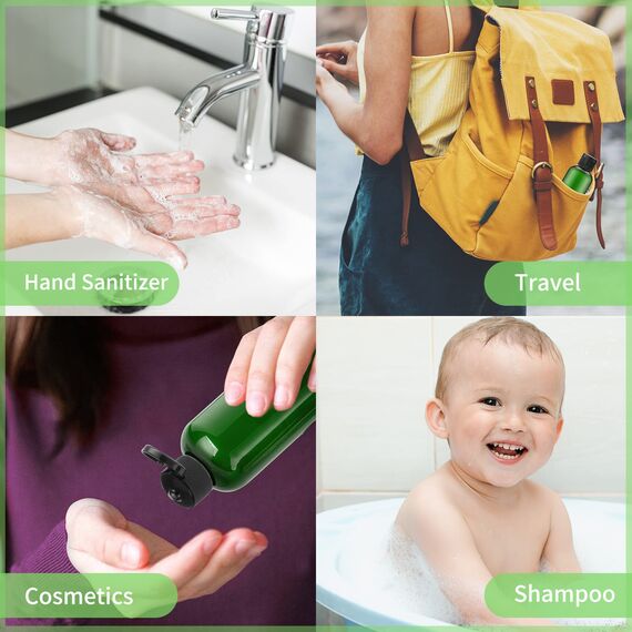 Toureal Shampoo Flaschen zum Befüllen 100ml - Reise Flasche aus Kunststoff Set Geeignet für Flugzeuge - Travel Size Shampoo Bottles for Toiletry - Kleine Reiseflaschen für Kosmetik 5 Stück Grün