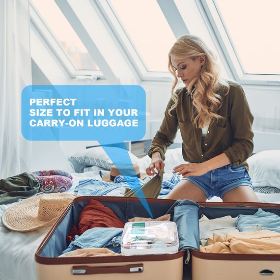 OSDUE 2 Stück Kulturbeutel Transparent, Flugzeug PVC Kosmetiktasche Wasserdicht, Handgepäck-Reisezubehör, Kulturtaschen für Männer, Frauen, Kinder, Familie (Grün)