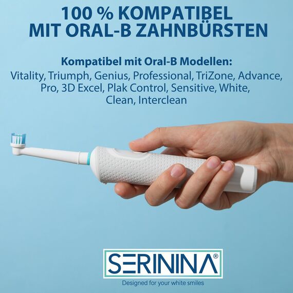 Zahnbürstenaufsatz – Kompatibel mit Oral B Aufsteckbürsten und Zahnbürstenköpfen, Ersatzbürsten für Braun Oral B – 16 Stück, Weiß