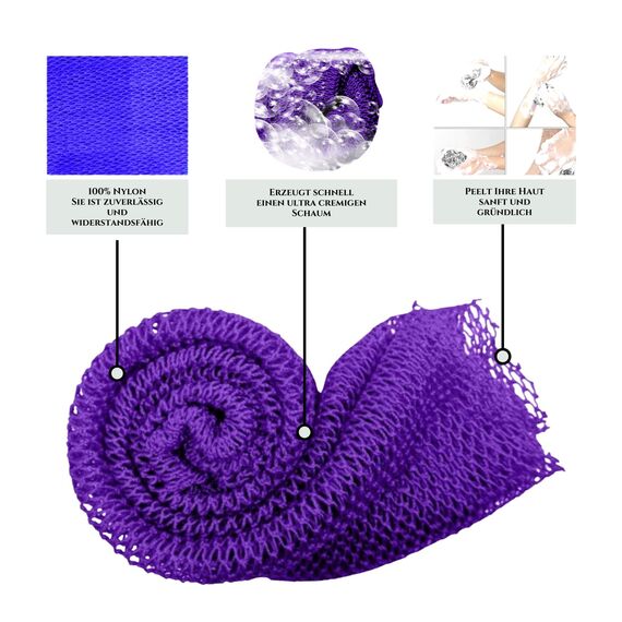 SARHAANA Afrikanische Duschschwamm (African Net Sponge) – XL, Exfoliierender Duschschwamm für den Rücken – Schnelltrocknendes Duschnetz Peeling