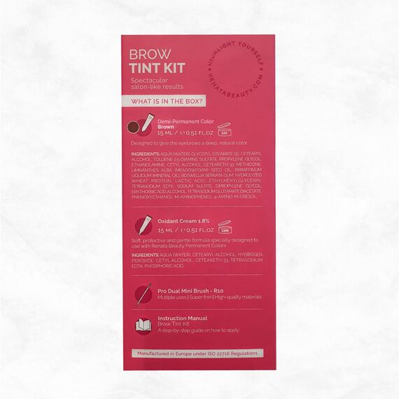 RB RENATA BEAUTY Augenbrauenfarbe Set – Brow Färbeset inkl. Entwickler & Stylingbürste – Augenbrauen Färbeset – Eyebrow Dye Kit mit bis zu 4 Wochen Halt – Brow Tint für Natürlichen Look [Braun]