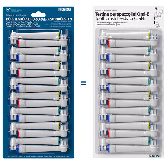 Zahnbürstenaufsatz – Kompatibel mit Oral B Aufsteckbürsten und Zahnbürstenköpfen, Ersatzbürsten für Braun Oral B – 16 Stück, Weiß