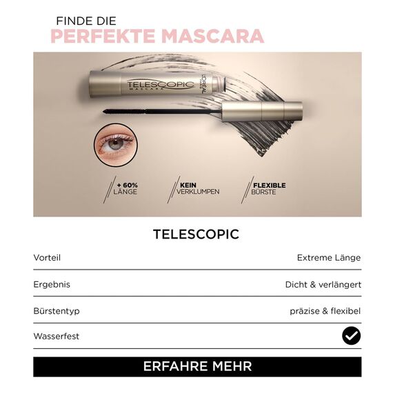 L'Oréal Paris Mascara im Doppelpack, Schwarze Wimperntusche für Länge und Volumen, Lash Paradise, Schwarz, 2 x 6 ml