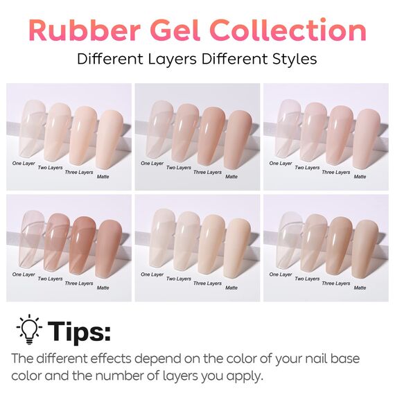 AIMEILI Rubber Base Gel Set 6pcs Rubber Base Coat Soak Off UV LED Nägel Unterlack Gel Nagellack Maniküre Kit 6 * 10ml - 45
