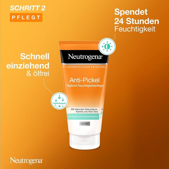 Neutrogena Anti-Pickel Skincare Set mit Tägliches Waschgel (200 ml), Tägliche Feuchtigkeitspflege (50 ml) & SOS Soforthilfe-Gel (15 ml), Gesichtspflege mit klärender Salicylsäure