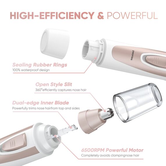 Nasenhaartrimmer Frauen Nasenhaarschneider Ohrhaarschneider, Professioneller schmerzfreier Augenbrauen und esichtshaartrimmer für Männer und Frauen, batteriebetrieben, IPX7 Wasserdichte Doppelklingen