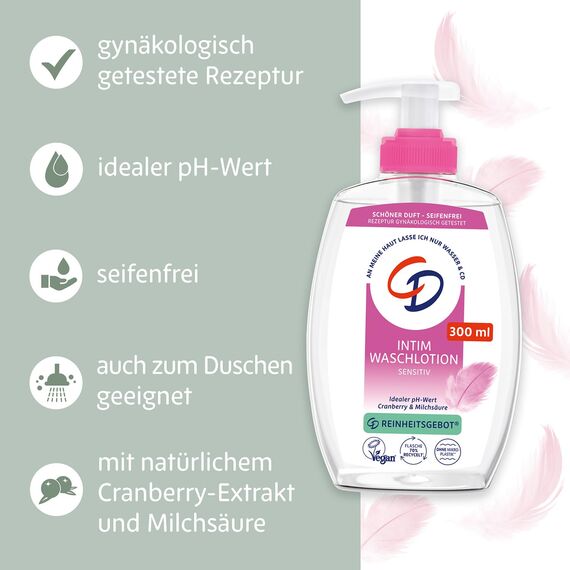 CD Wohlfühl Intim Waschlotion | 300 ml | Lotion zur milden Reinigung des Intimbereichs | mit Cranberry-Extrakt & Milchsäure | seifenfreie Körperpflege | dezenter Duft | vegan