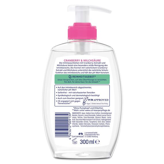 CD Wohlfühl Intim Waschlotion | 300 ml | Lotion zur milden Reinigung des Intimbereichs | mit Cranberry-Extrakt & Milchsäure | seifenfreie Körperpflege | dezenter Duft | vegan
