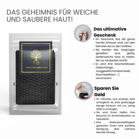 Afrikanischer Netzschwamm XL, African Net Sponge, ​Djampe, Afrikanisches Duschnetz, Badeschwamm, Peeling-Handschuh, Toilettenblume, Zubehör für Damen, Herren, Kinder, Körperpeeling (SCHWARZ)