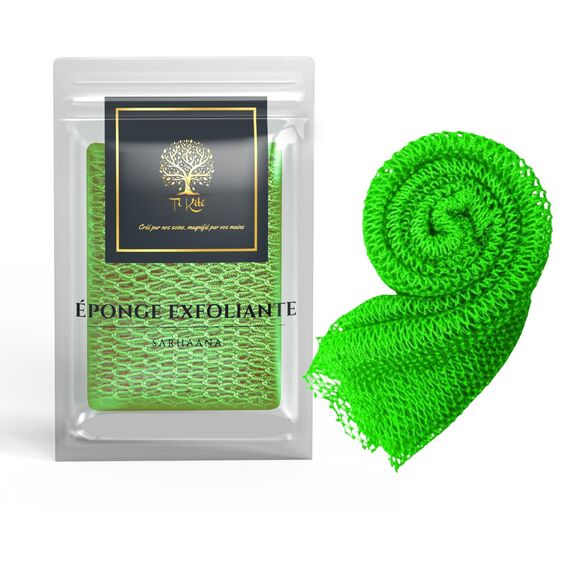 Sarhaana Djampe afrikanisches Duschnetz, Badeschwamm, Peeling-Handschuh, Toilettenblume, XL, Zubehör für Damen, Herren, Kinder, Körperpeeling (GRÜN)