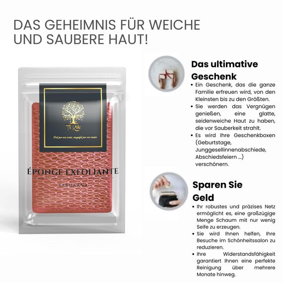 Sarhaana Afrikanischer Netzchwamm XL Afrikanischer Afrikanische Badeschwamm Netz Peeling, Peeling-Handschuh, Toilettenblume, Zubehör für Damen, Herren, Kinder, Körperpeeling (KORALLE)