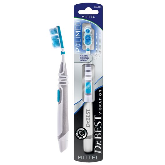 Dr.BEST Vibration Polimed Zahnbürste, Mittel (1 Stück), für eine 9x bessere Reinigungsleistung am Zahnfleischrand*
