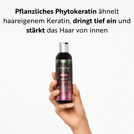 ahuhu REBUILD Keratin Conditioner (200ml) – Haarspülung für intensive Haarpflege, Tiefenreparatur mit Keratin & pflegenden Ölen, verbessert die Geschmeidigkeit & schützt geschädigtes Haar