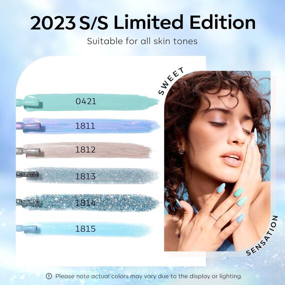 modelones UV Nagellack, Blau Glitzer 6 Farben Shellac Gel Nagellack Set, Soak Off Natur Gel Polish Nageldesigns, UV-LED Nagellack UV Gel Lack, Gellack Nagellack für Anfänger Nail Art Maniküre Salon