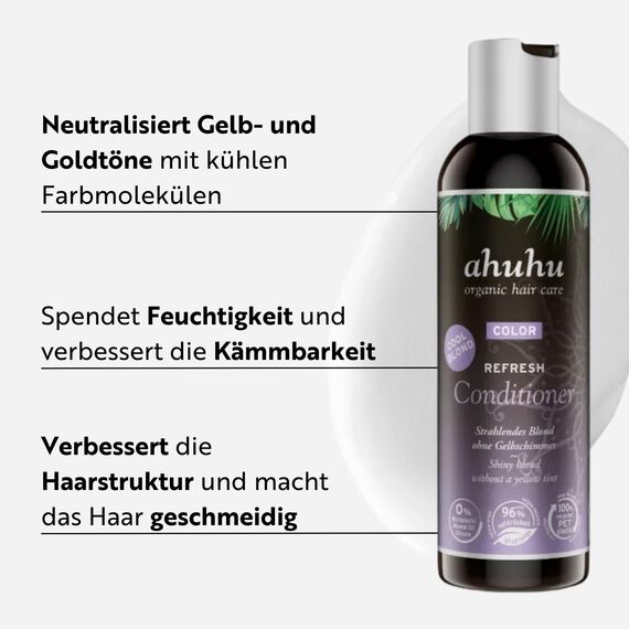 ahuhu COLOR REFRESH Conditioner Cool Blond (200ml) – Conditioner Haar Mit Innovativer Pflegeformel, Neutralisiert Gelbstich, Haarpflege Für Natürlich Blond & Graues Haar