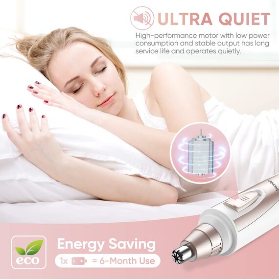 Nasenhaartrimmer Frauen Nasenhaarschneider Ohrhaarschneider, Professioneller schmerzfreier Augenbrauen und esichtshaartrimmer für Männer und Frauen, batteriebetrieben, IPX7 Wasserdichte Doppelklingen