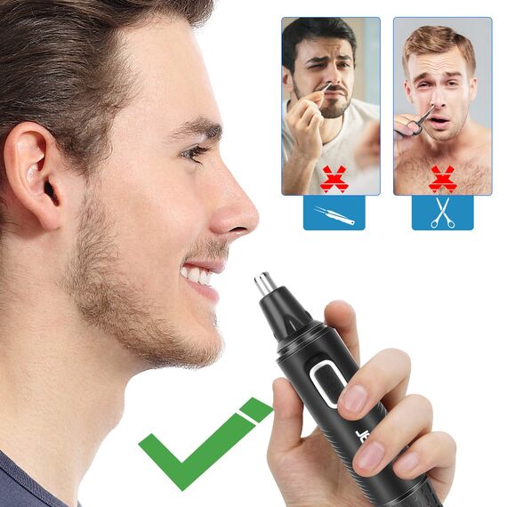 Nasenhaartrimmer Herren, 2 in 1 Nasenhaartrimmer, Nasenhaarschneider, Ohrhaarschneider, Augenbrauen-Lippenhaare Schmerzloser Epilierer, IPX7 Waschbarer Gesichtshaarentferner für Männer und Frauen