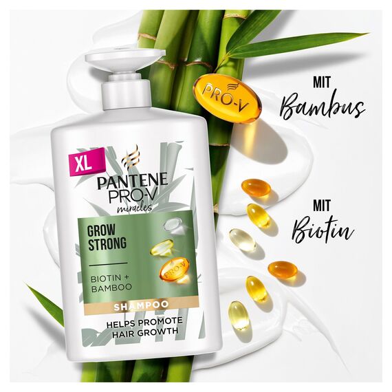 Pantene Pro-V Miracles Grow Strong Shampoo (1 L), Haarpflege, Haarwuchsmittel Frauen, mit Biotin & Bambus, mit Pump Spender, hilft Haarausfall zu reduzieren (Auslaufmodell)