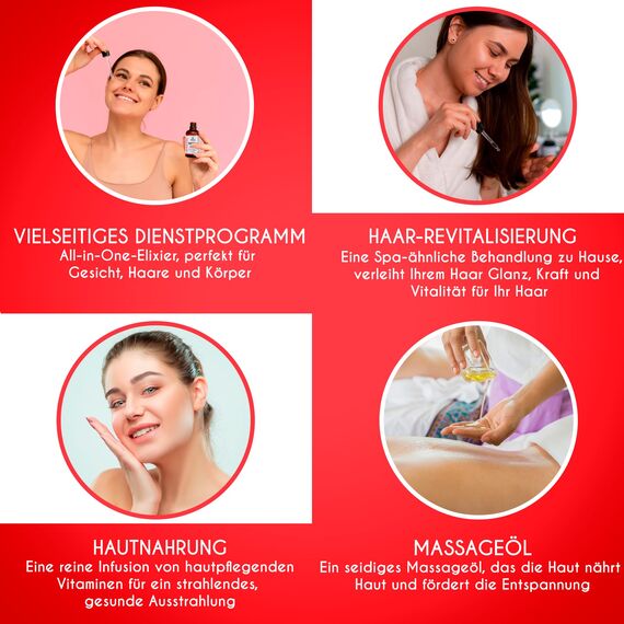 Kanzy Hagebuttenöl Bio Kaltgepresst 100% Rein 50ml Rosehip Oil Wildrosenöl für Haut Haare Nägel Gesichtsöl Körperöl Vegan Hexanfreies Hagebuttenkernöl Anti-Aging Anti-Falten Natürlich