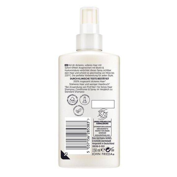 John Frieda Profiller+ Spray - Inhalt: 150 ml - Haartyp: fein, geschwächt - Kräftigend - Hitzeschutz - Silikonfrei