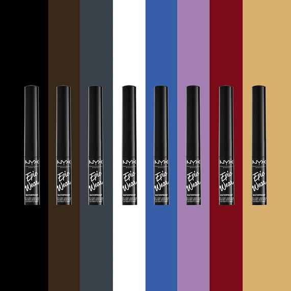 NYX Professional Makeup Epic Wear Semi-Permanent Liquid Liner, Langlebig, Wasserfest, Eyeliner und Body Art für Gesicht und Körper, Mattes Finish, Farbe: Weiß (Packung mit 2)