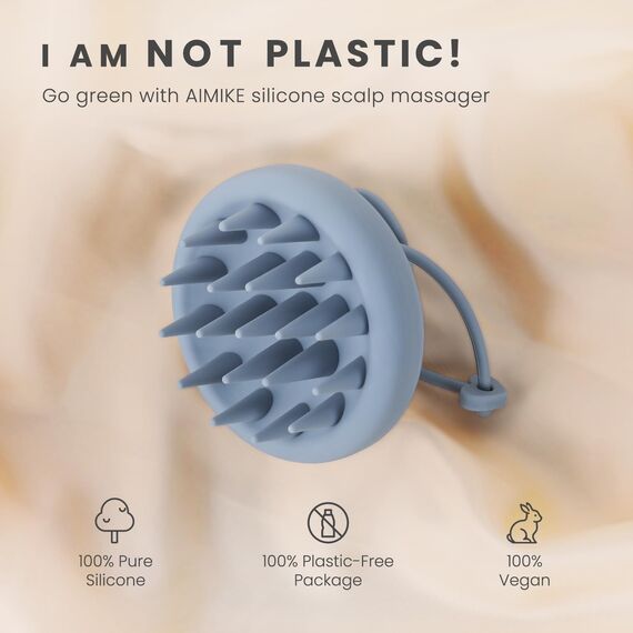 AIMIKE Silikon Kopfhaut Massagebürste Shampoo Bürste, Umweltfreundliche Kopfmassage Bürste für Peeling und Stimuliert das HaarWachstum, Kopfmassage Shampoo Haarbürste [Nass&Trocken], Blau