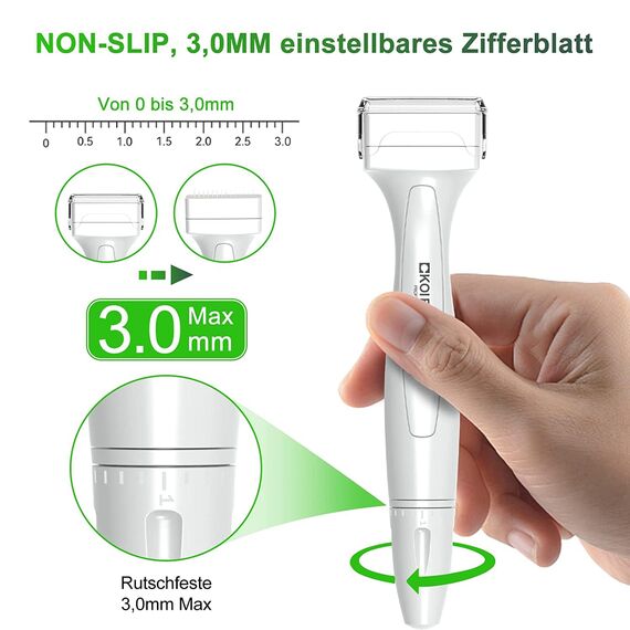 KOI BEAUTY Einstellbar Microneedling Derma Stamp, Professioneller Microneedling Pen mit 140 ECHTE NADELN Titan, DermaPen für Haare, Bartwuchs, Gesicht, Körper, Beste Derma roller Alternative