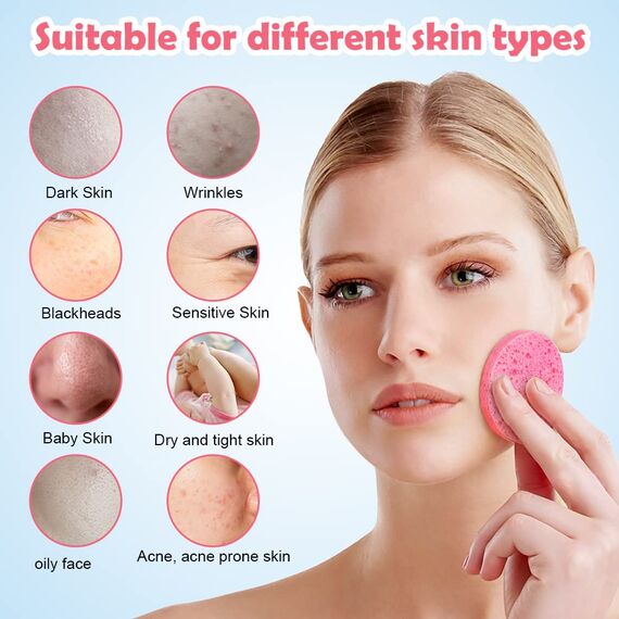 AUAUY 60 Stück Komprimierte Gesichtsschwämme, Zellulose Gesichtsschwämme, Abschminken Schwamm Pads, 100% Naturkosmetikschwämme zur Gesichtsreinigung, Peeling-Maske, SPA Massage, Make-up-Entfernung