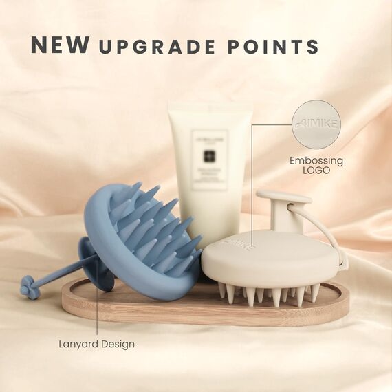 AIMIKE Silikon Kopfhaut Massagebürste Shampoo Bürste, Umweltfreundliche Kopfmassage Bürste für Peeling und Stimuliert das HaarWachstum, Kopfmassage Shampoo Haarbürste [Nass&Trocken], Blau